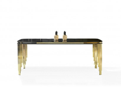 Dining room furniture dining table stainless steel table golden wooden furniture black modern